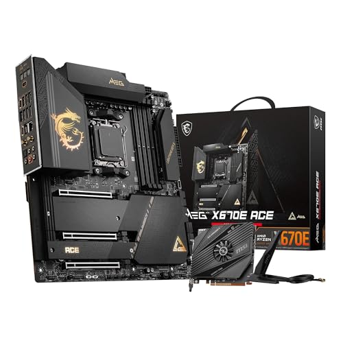 MSI MEG X670E ACE Gaming Motherboard (AMD Ryzen 9000/8000/7000 Series Processors, AM5, DDR5, PCIe 5.0, SATA 6Gb/s, M.2, USB 3.2 Gen 2, Wi-Fi 6E, Bluetooth 5.3, HDMI/DP, EATX)