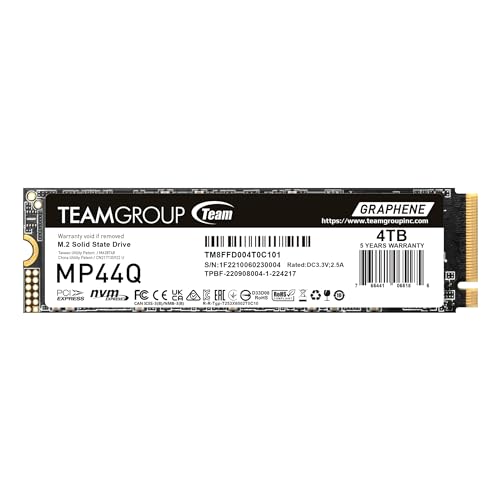 TEAMGROUP MP44Q 4TB SLC Cache Gen 4x4 M.2 2280 PCIe 4.0 w/NVMe Laptop & Desktop & NUC & NAS SSD Read/Write Speed up to 7400/6500MB/s TM8FFD004T0C101