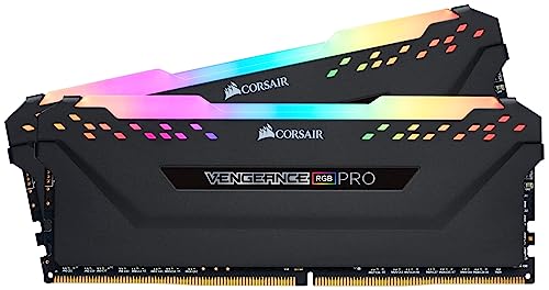 CORSAIR VENGEANCE RGB PRO DDR4 RAM 32GB (2x16GB) 3200MHz CL16-20-20-38 1.35V Intel AMD Desktop Computer Memory - Black (CMW16GX4M2C3200C16)